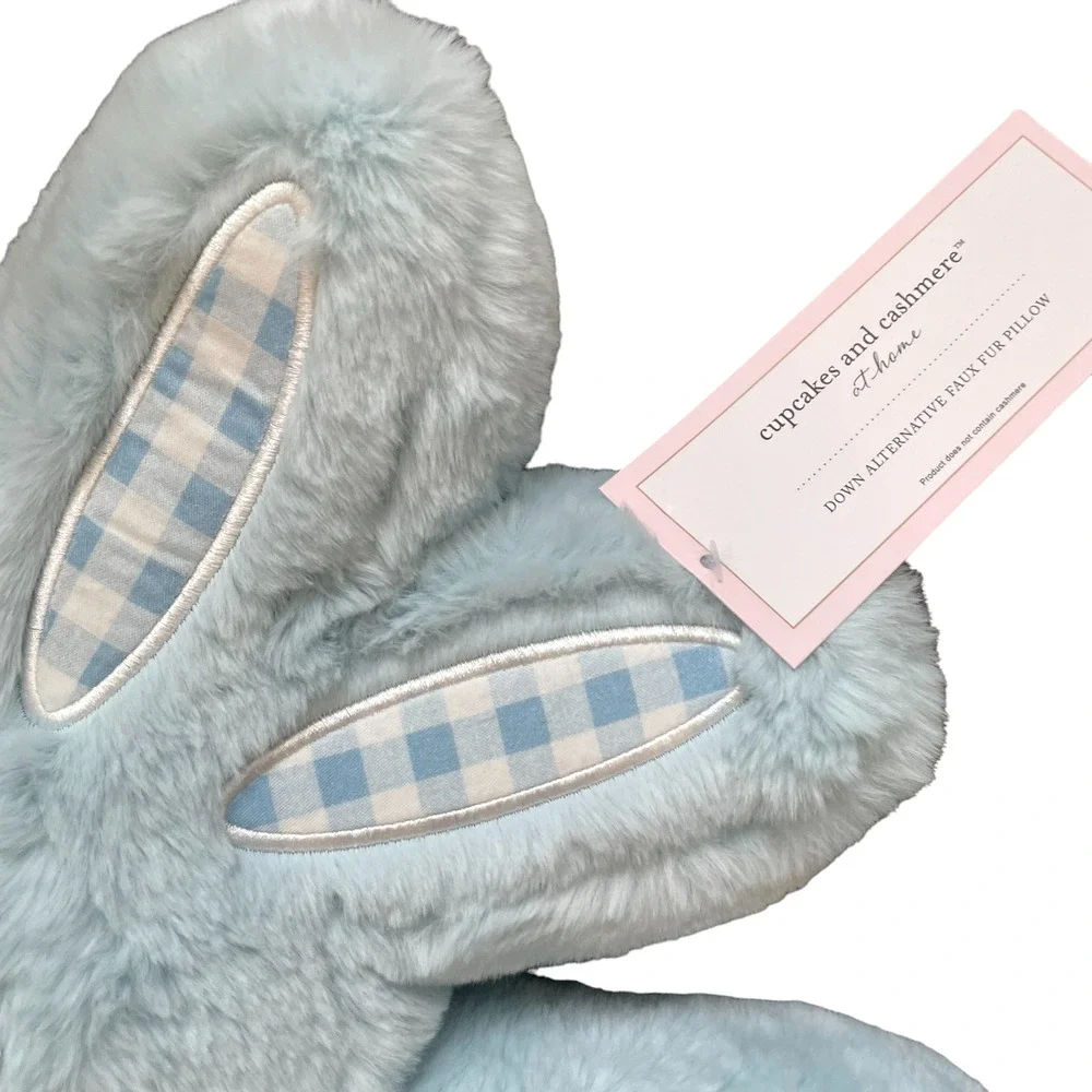 Cupcakes & Cashmere Easter Bunny Rabbit Shaped Accent Pillow Baby Blue New